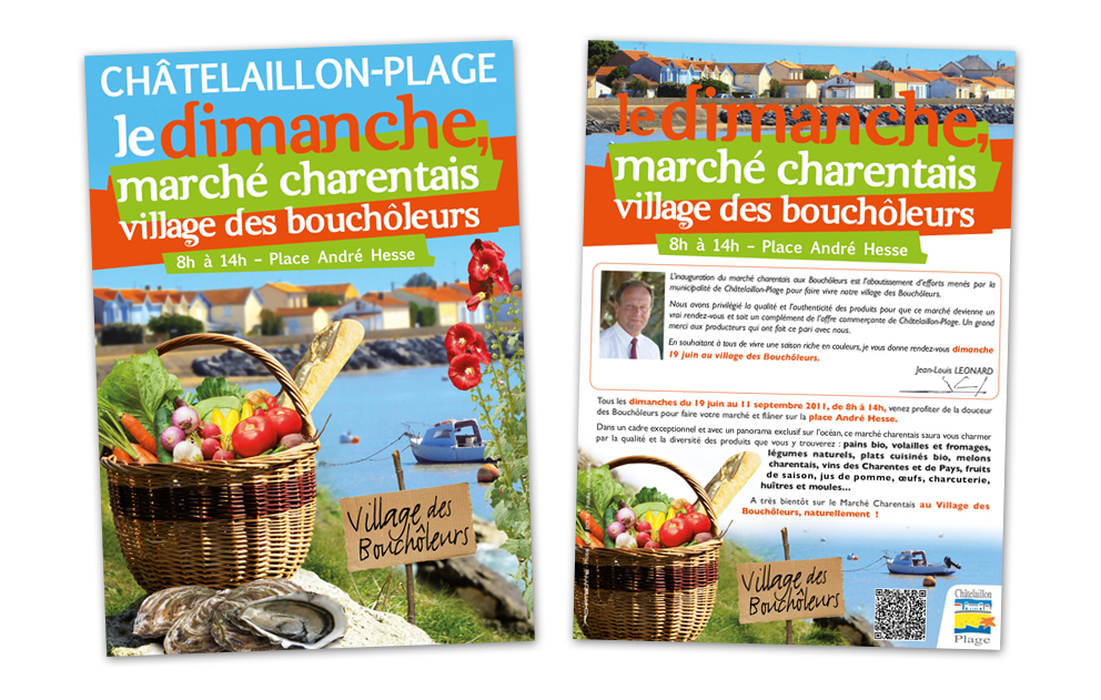 L'agence de communication CHAT BOTTÉ conçoit les supports de communication pour le marché des Boucholeurs